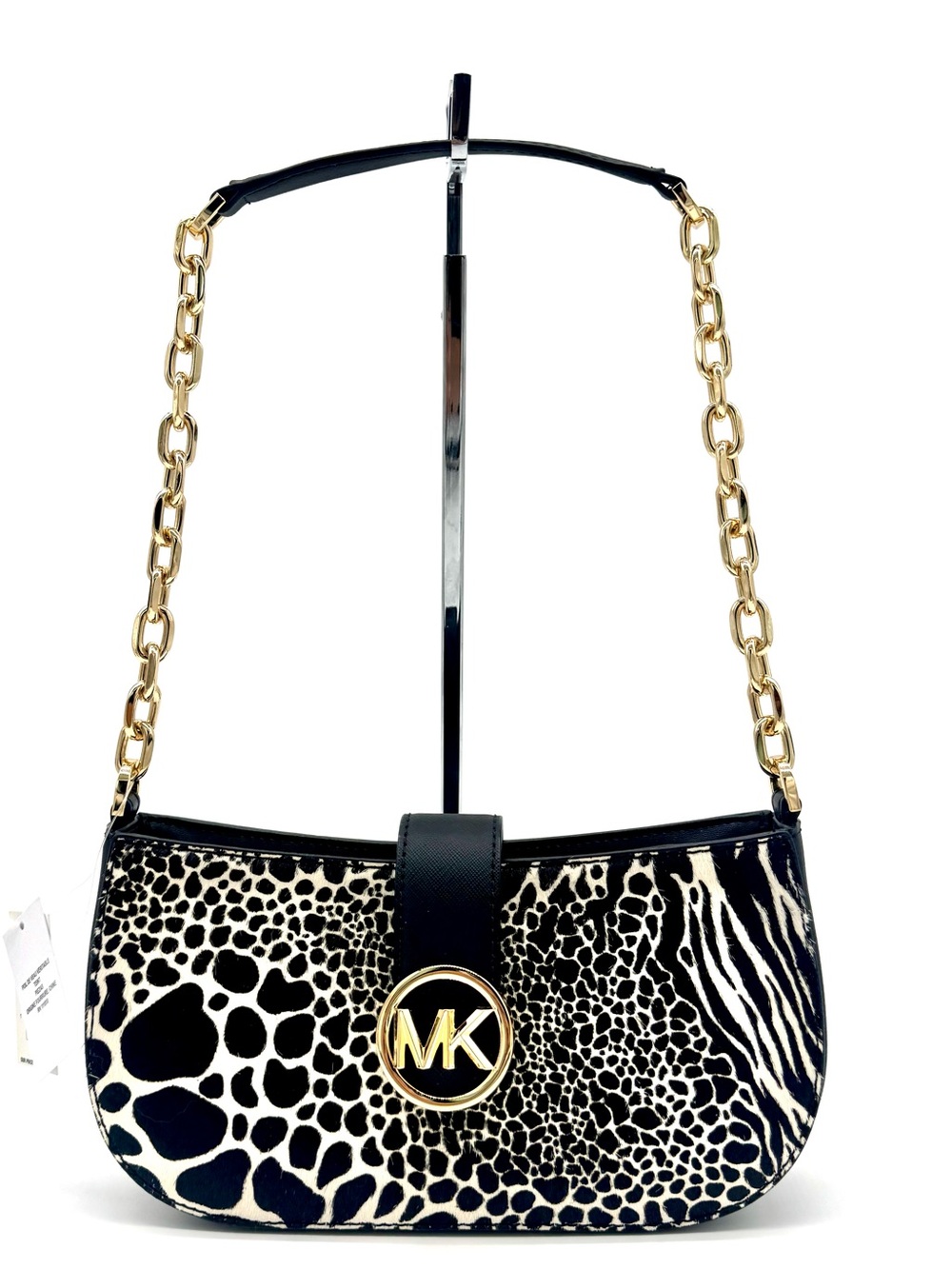 Michael Kors Carmen Small Pouchette Leather Crossbody Bag Black Multi